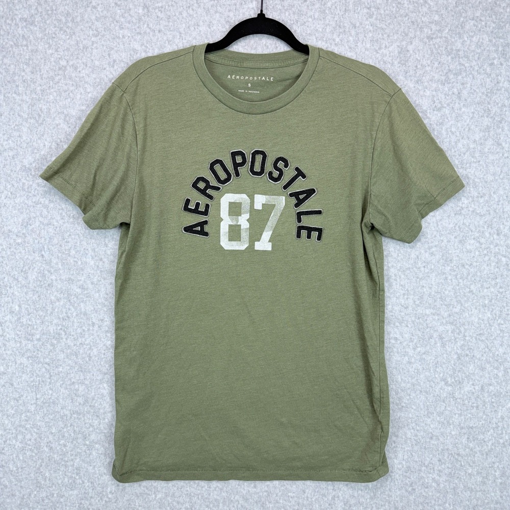 Aeropostale Graphic T-Shirt Women S Green Flocked Lettering Casual‎ Preppy Y2K